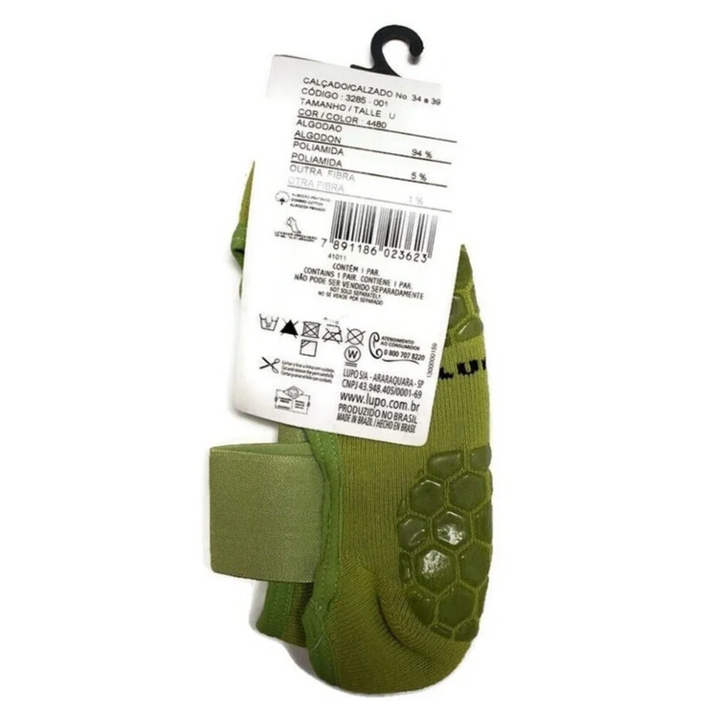 LUPO Solid Yoga-Pilates Socks With Grippers Lime One Size Fits (5-8.5)